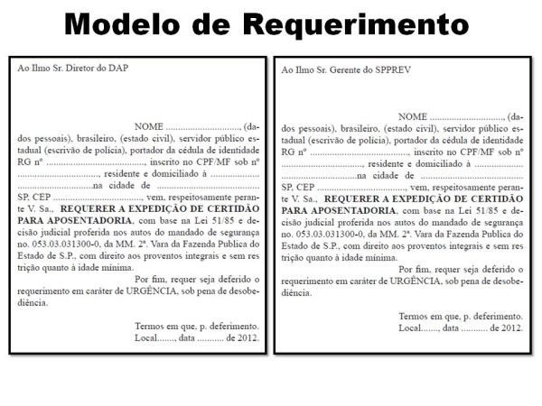 modelos de requerimentos