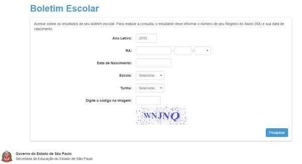 boletim escolar SP online