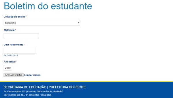 boletim online Recife