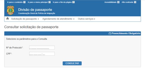 passaporte pela internet